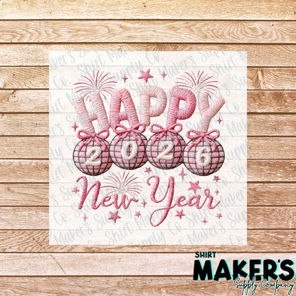 Yarn Happy New Year 2026 DTF or UV-DTF Transfer - or- Hat Patch, Acrylic, Magnet, or Keychain