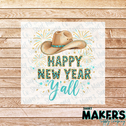 Happy New Year Y'all DTF or UV-DTF Transfer - or- Hat Patch, Acrylic, Magnet, or Keychain