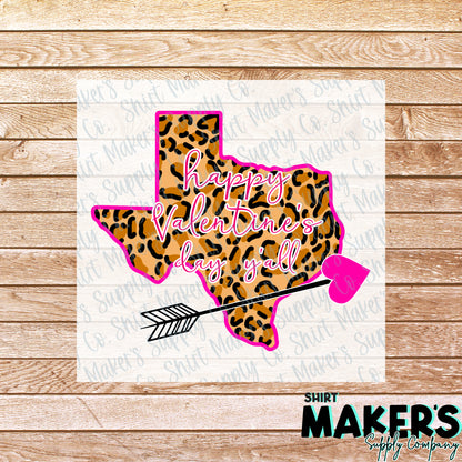 Texas Happy Valentine's Day Y'all DTF Transfer - or- Hat Patch, Acrylic, Magnet, or Keychain