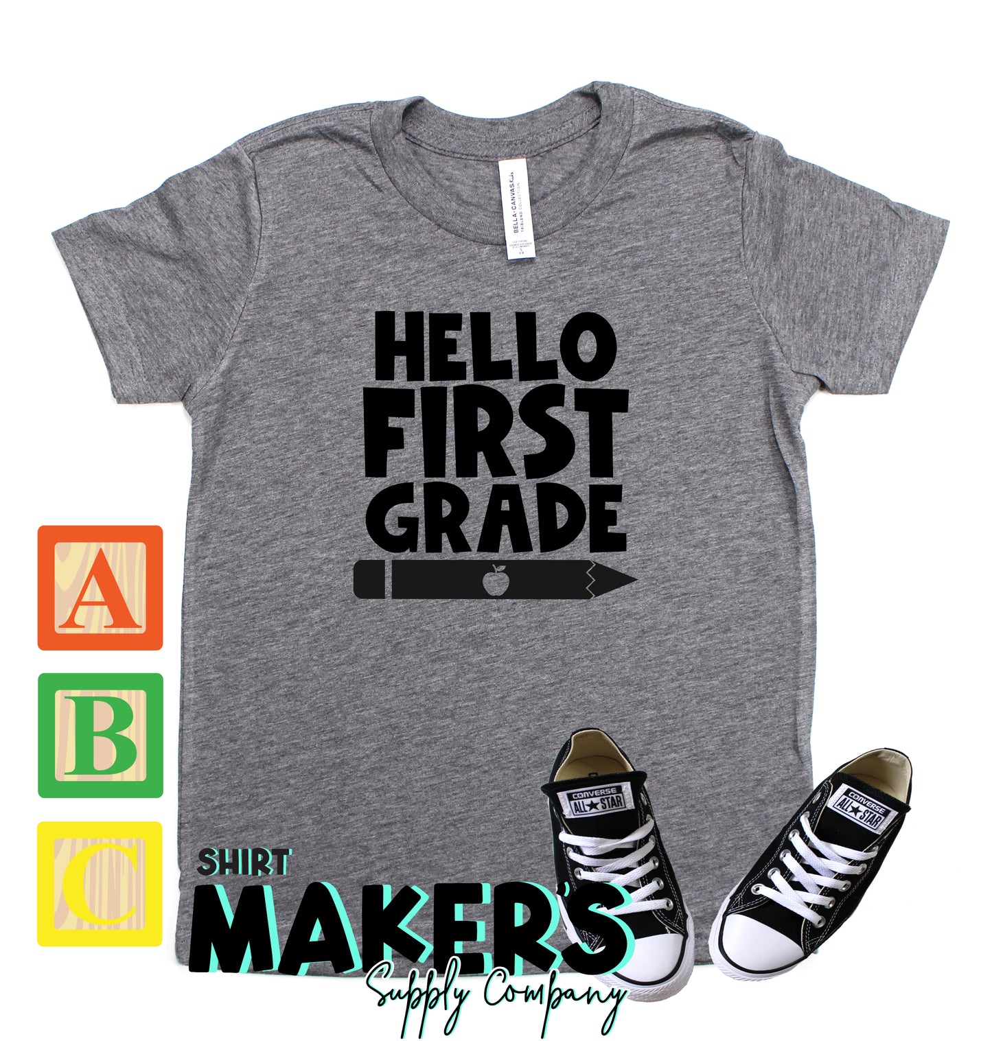 Hello First Grade Kids Screen Print Transfer