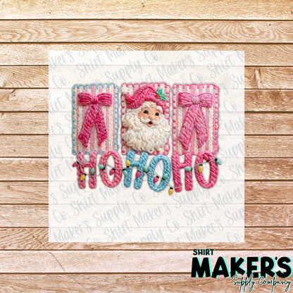Ho Ho Ho Coquette Yarn Christmas DTF Transfer - or- Hat Patch, Acrylic, Magnet, or Keychain