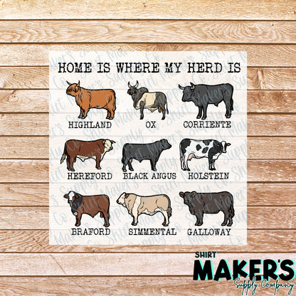 Home is where the Herd is DTF Transfer - or- Hat Patch, Acrylic, Magnet, or Keychain