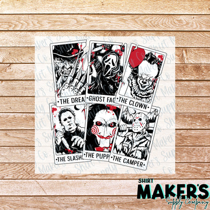 White Horror Tarot Cards DTF Transfer - or- Hat Patch, Acrylic, Magnet, or Keychain