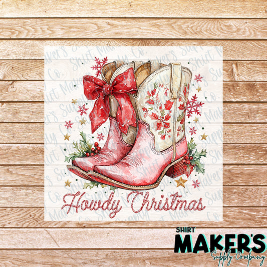 Howdy Christmas Boots DTF or Sublimation Transfer