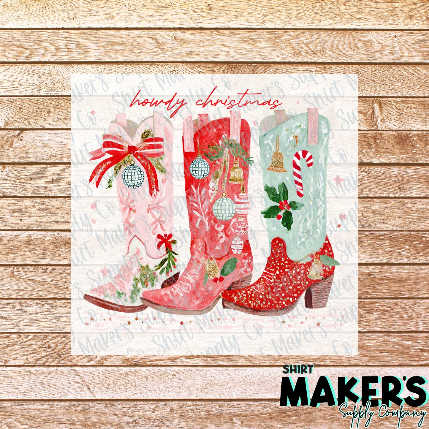 Howdy Christmas Boots DTF or Sublimation Transfer