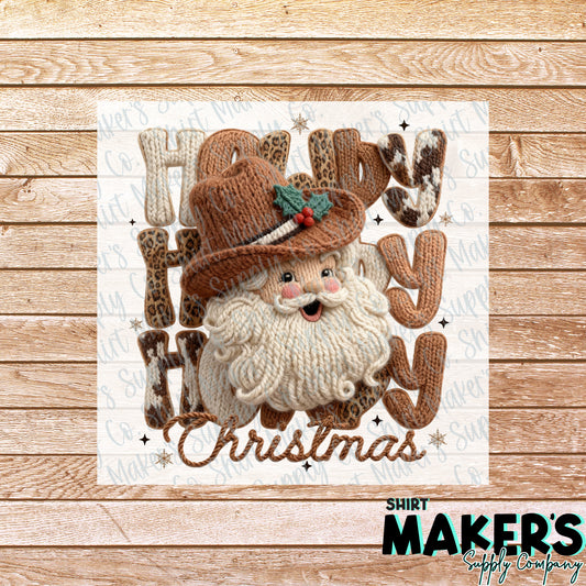 Howdy Christmas Yarn DTF or Sublimation Transfer