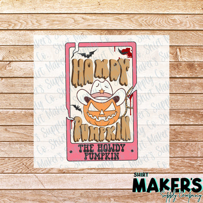 Howdy Pumpkin Tarot Card DTF Transfer - or- Hat Patch, Acrylic, Magnet, or Keychain