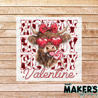 Howdy Cow Valentine's Day DTF or Sublimation Transfer