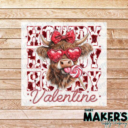 Howdy Cow Valentine's Day DTF or Sublimation Transfer