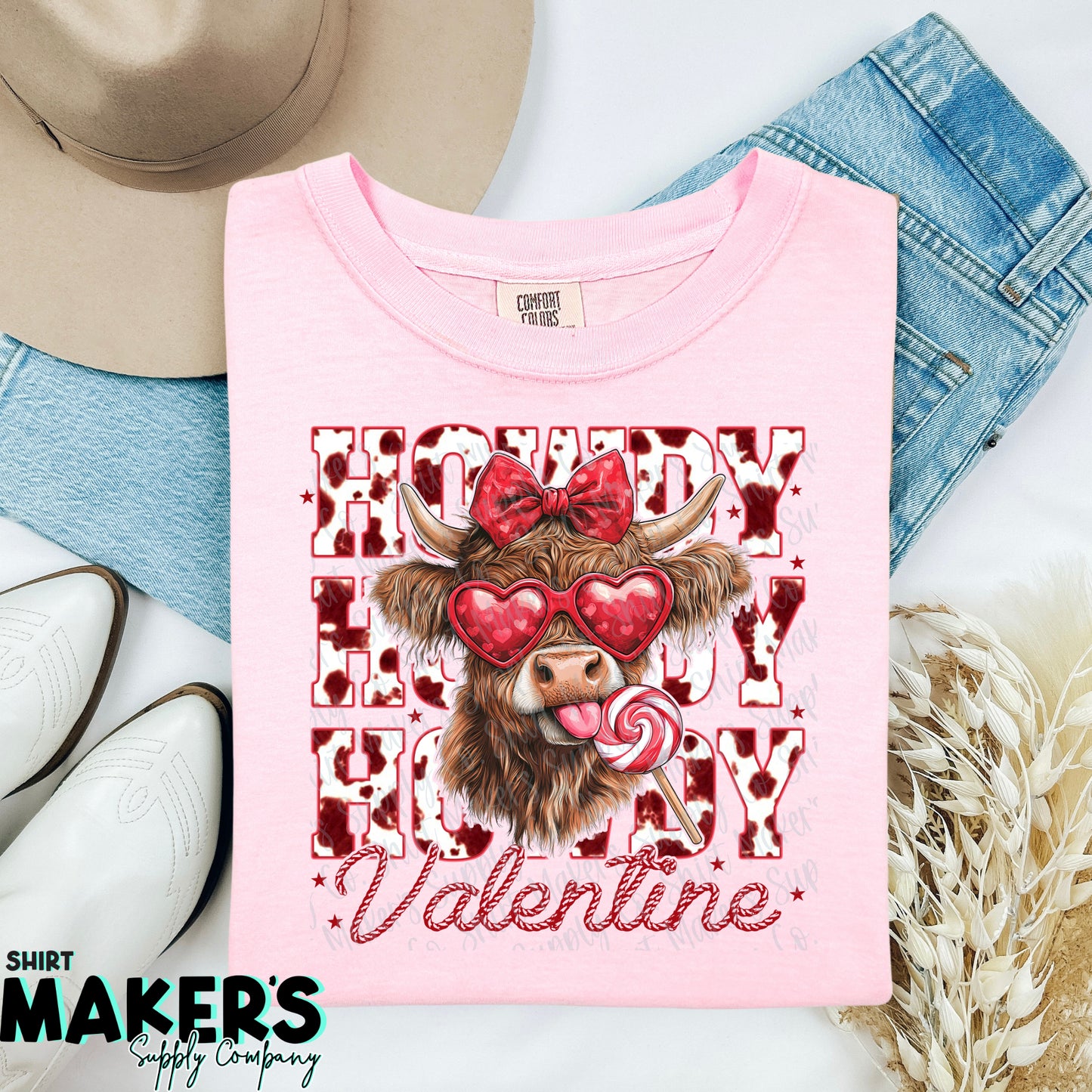 Howdy Cow Valentine's Day DTF or Sublimation Transfer