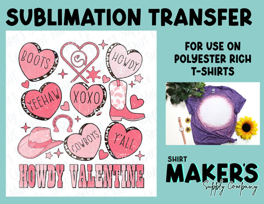 Howdy Western Valentine's Day Sublimation Transfer