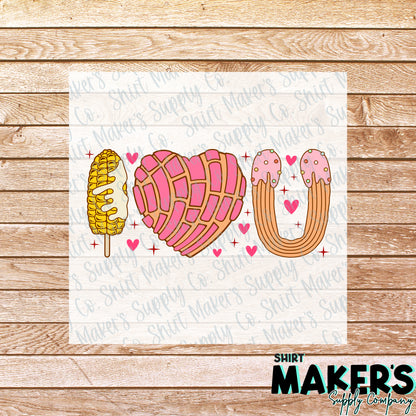 I Love You Concha Valentine's Day DTF Transfer - or- Hat Patch, Acrylic, Magnet, or Keychain