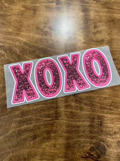 XOXO Faux Sequin Valentine's Day Holographic Twill Transfer