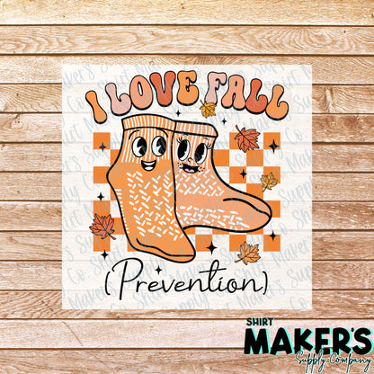 I Love Fall Prevention DTF Transfer - or- Hat Patch, Acrylic, Magnet, or Keychain