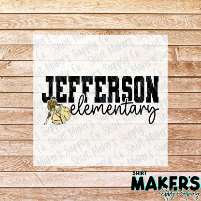 Jefferson Elementary 2 DTF Transfer - or- Hat Patch, Acrylic, Magnet, or Keychain