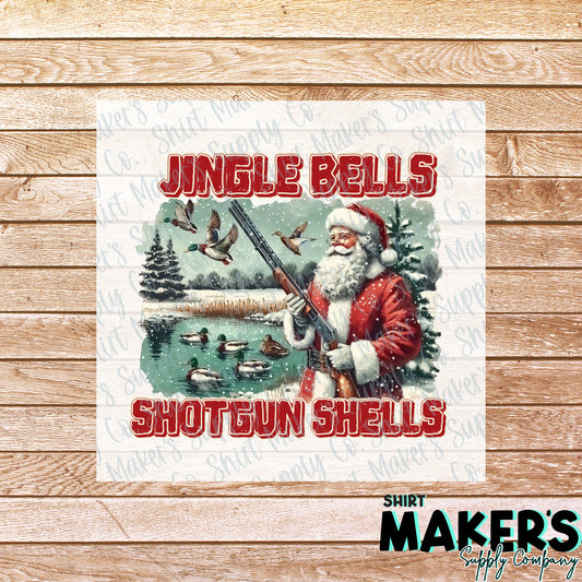 Jingle Bells Shotgun Shells Christmas Hunting DTF or Sublimation Transfer