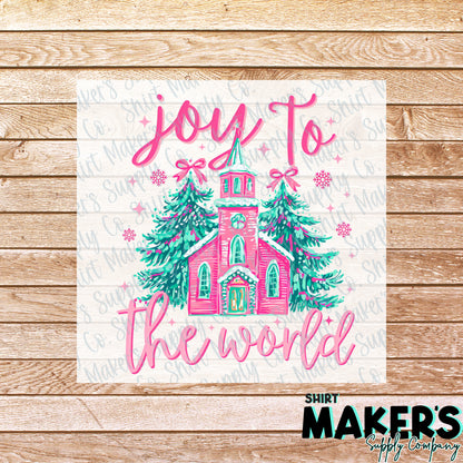 Pastel Joy to the World Christmas DTF or Sublimation Transfer