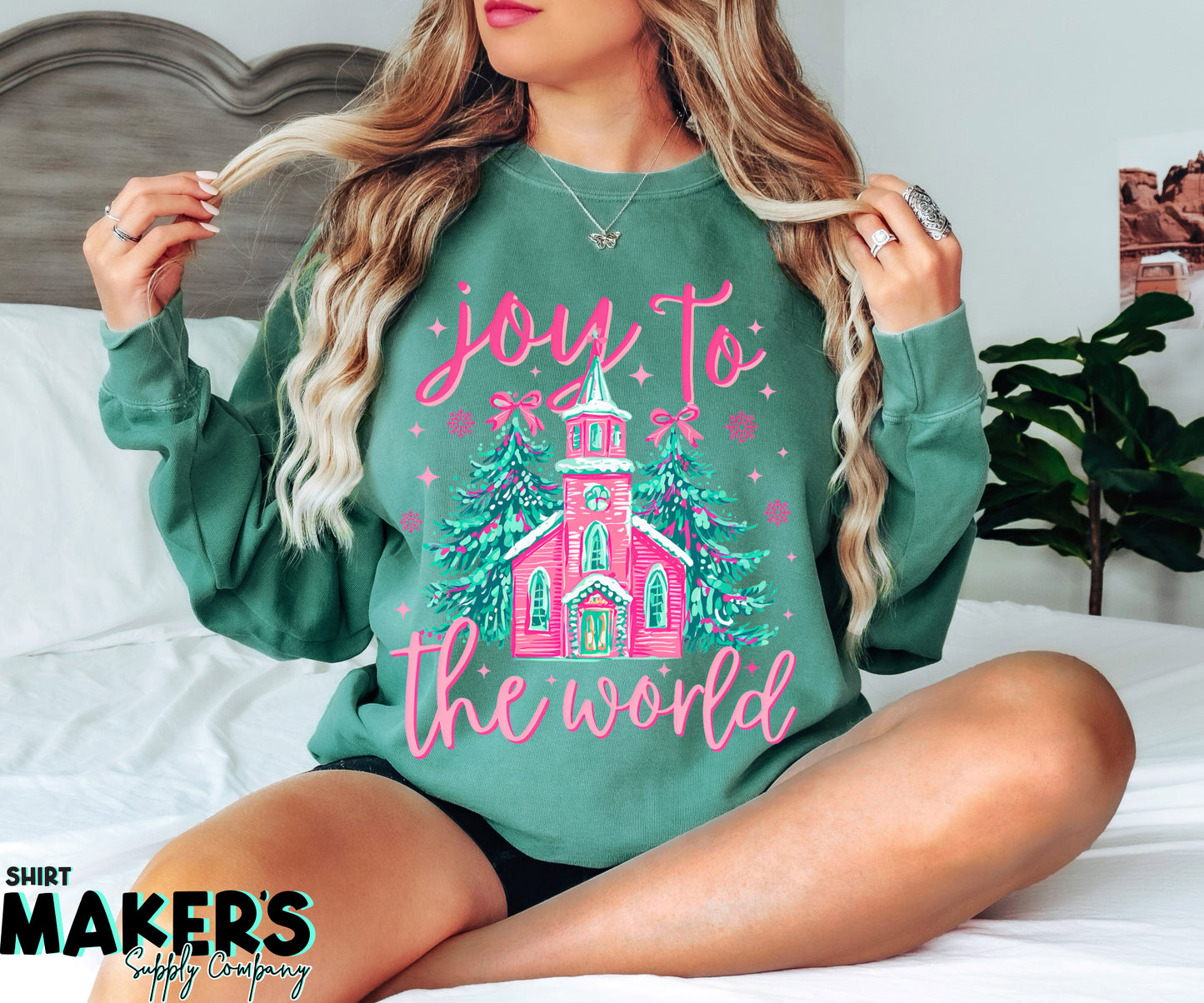 Pastel Joy to the World Christmas DTF or Sublimation Transfer