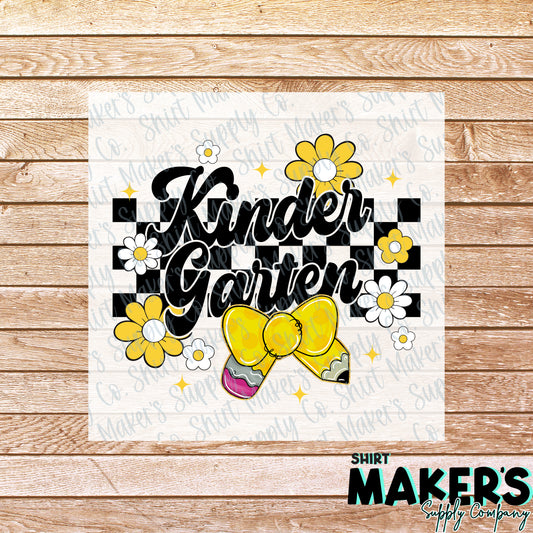 Kindergarten Floral Checker DTF or Sublimation Transfer