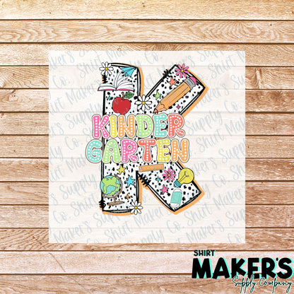 Kindergarten Grade Number DTF Transfer - or- Hat Patch, Acrylic, Magnet, or Keychain