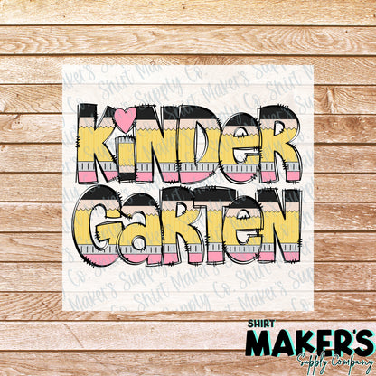 Kindergarten Pencil Print DTF Transfer - or- Hat Patch, Acrylic, Magnet, or Keychain