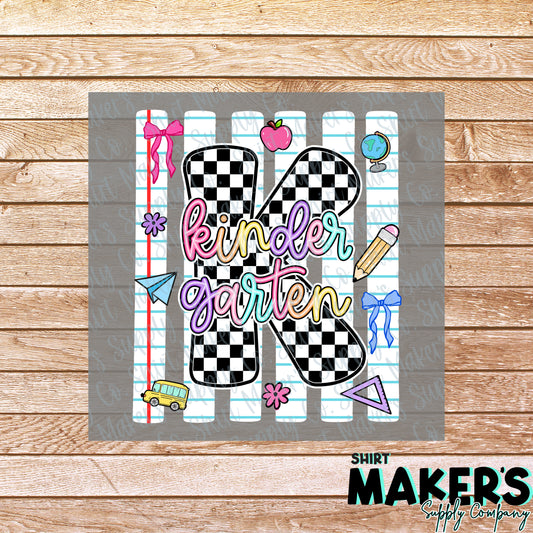 Kindergarten Notebook  DTF Transfer - or- Hat Patch, Acrylic, Magnet, or Keychain