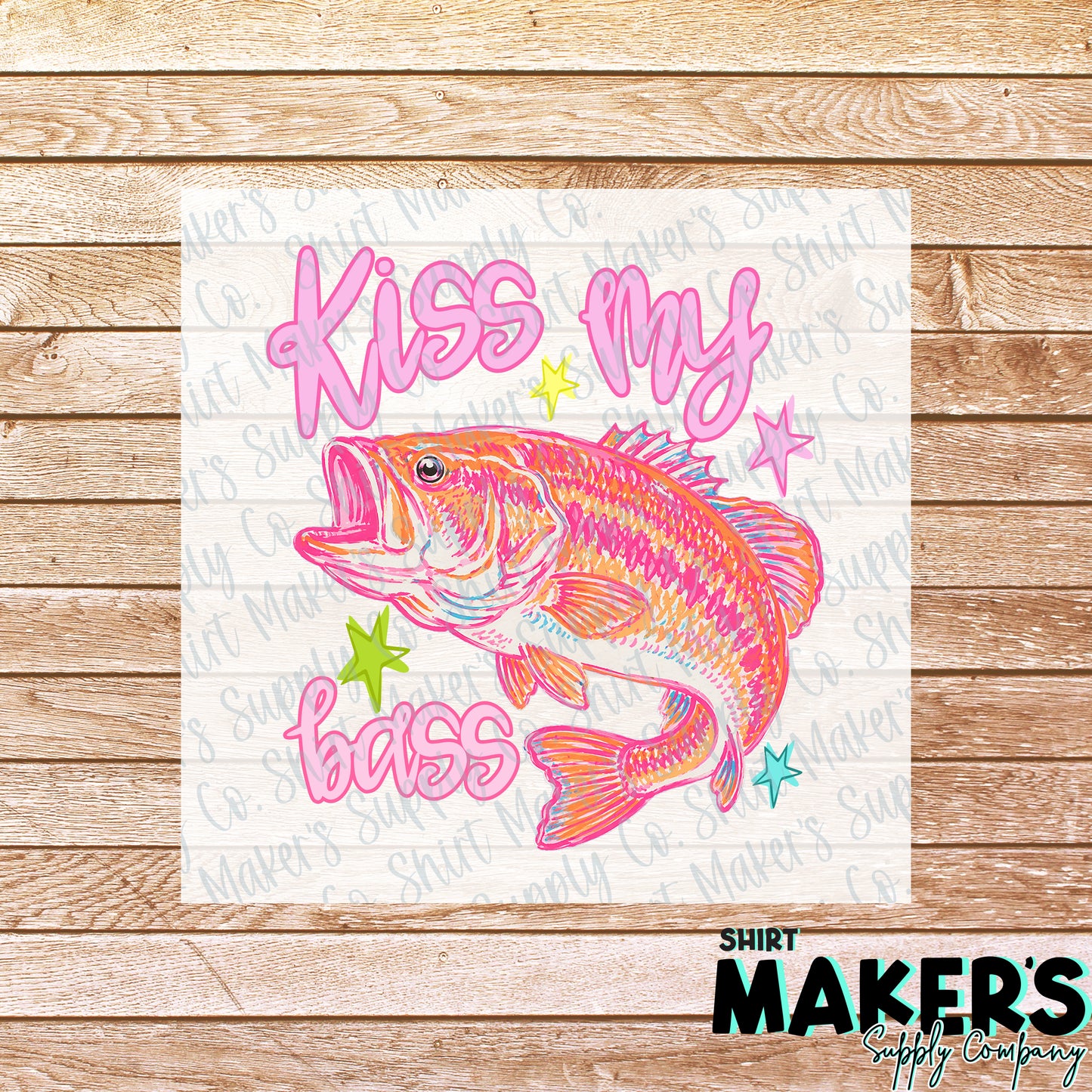 Kiss my Bass DTF or UV-DTF Transfer - or- Hat Patch, Acrylic, Magnet, or Keychain