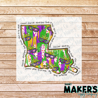 Louisiana Mardi Gras DTF Transfer - or- Hat Patch, Acrylic, Magnet, or Keychain