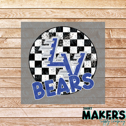 La Vernia Bears Checker DTF or UV-DTF Transfer - or- Hat Patch, Acrylic, Magnet, or Keychain