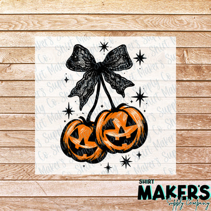Lace Pumpkins Cherry Style DTF Transfer - or- Hat Patch, Acrylic, Magnet, or Keychain