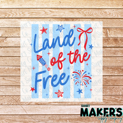 Land of the Free Fourth of July DTF or UV-DTF Transfer - or- Hat Patch, Acrylic, Magnet, or Keychain