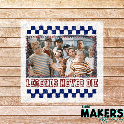 Baseball Legends Never Die DTF or UV-DTF Transfer - or- Hat Patch, Acrylic, Magnet, or Keychain