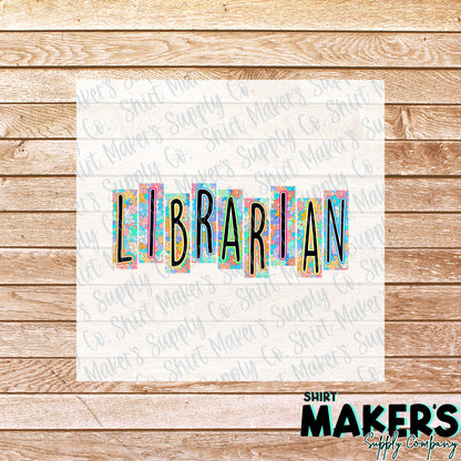 Librarian Floral DTF Transfer - or- Hat Patch, Acrylic, Magnet, or Keychain