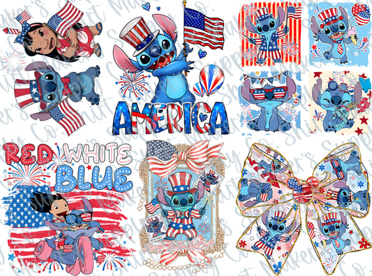 HH Exclusive! Fourth of July Lilo & Stitch DTF Gang Sheet