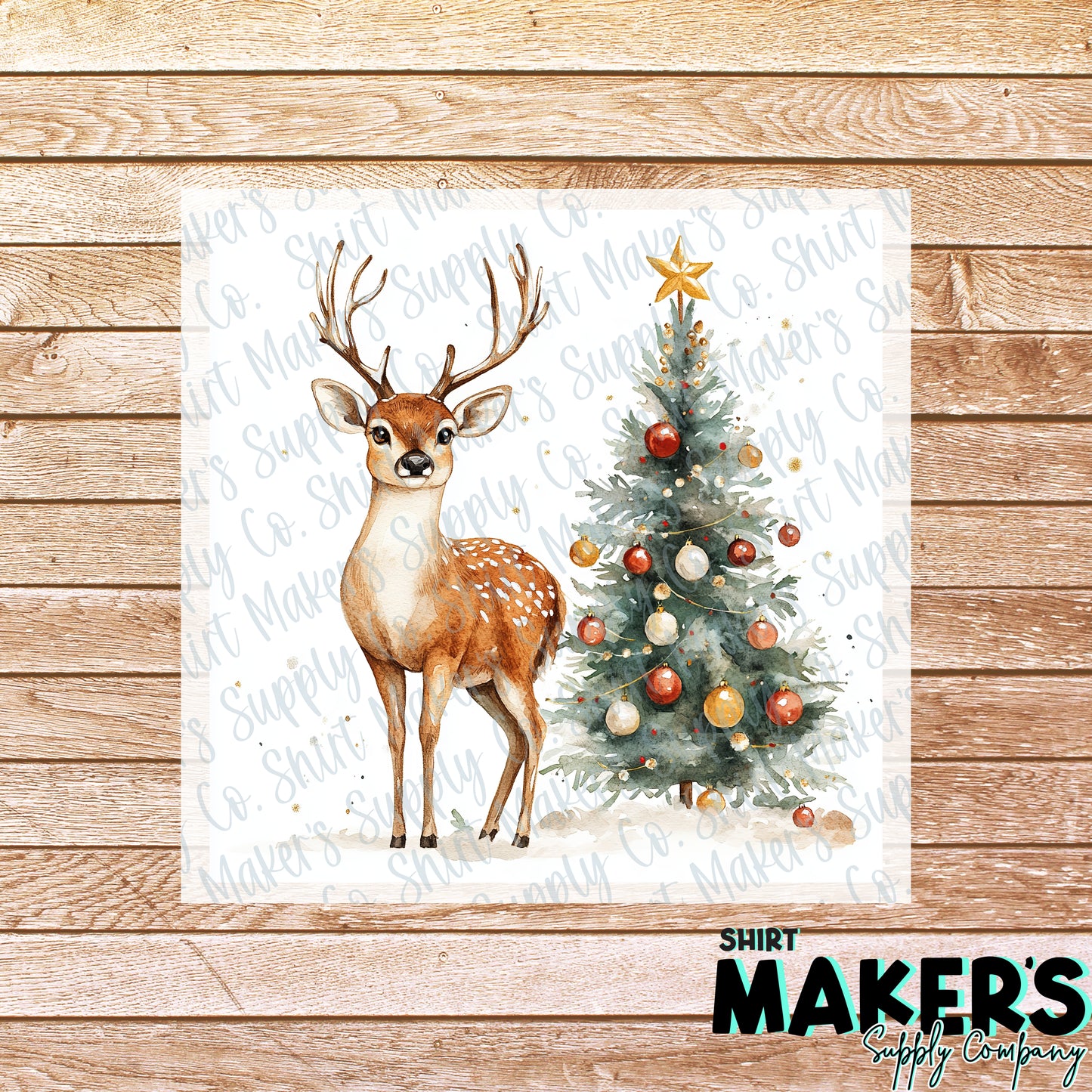 Deer Christmas Tree Hunting DTF or Sublimation Transfer