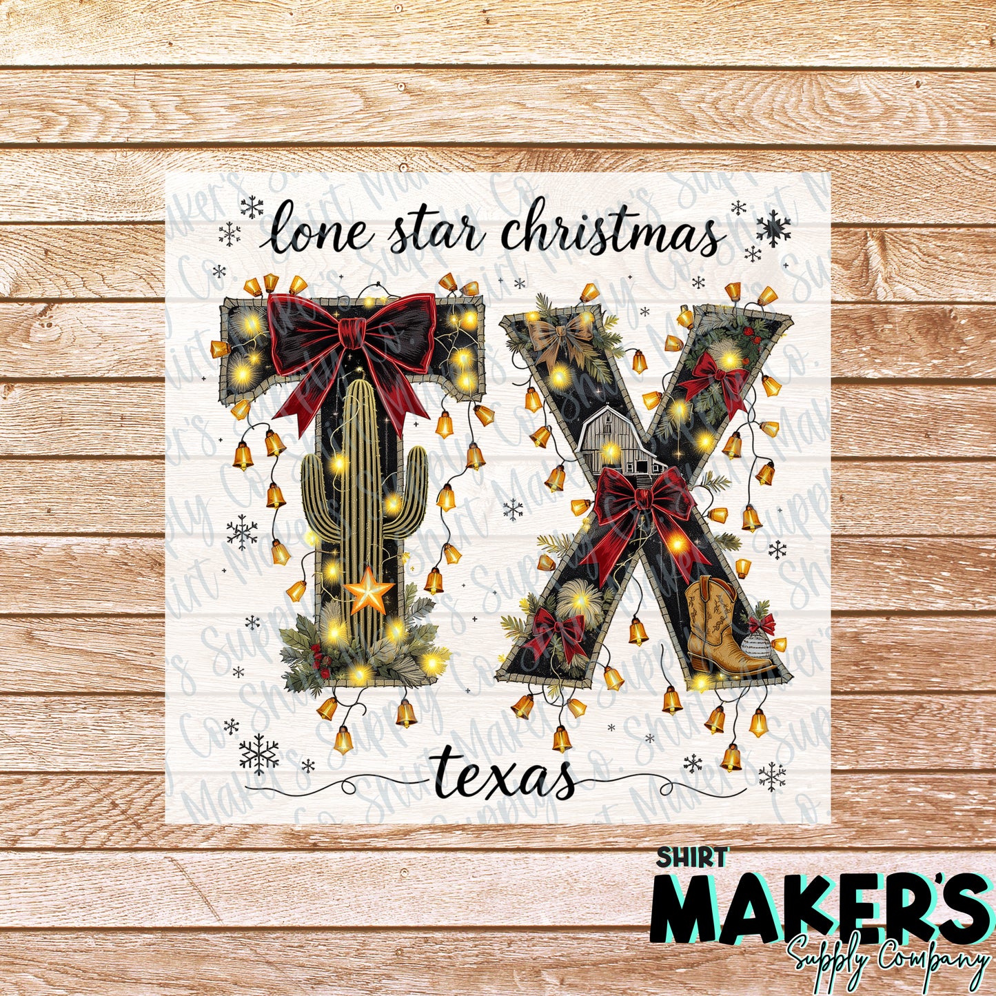 Lone Star Christmas Texas DTF or Sublimation Transfer