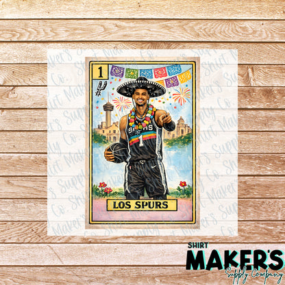 Loteria Card Wemby - San Antonio Spurs DTF or UV-DTF Transfer - or- Hat Patch, Acrylic, Magnet, or Keychain