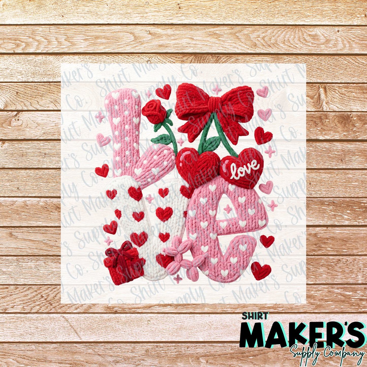 Love Yarn Valentine's Day DTF Transfer - or- Hat Patch, Acrylic, Magnet, or Keychain