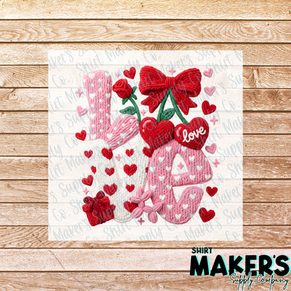 Love Yarn Valentine's Day DTF Transfer - or- Hat Patch, Acrylic, Magnet, or Keychain