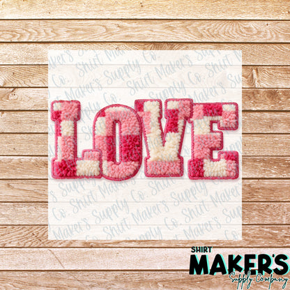 Love Plush Valentine's Day DTF Transfer - or- Hat Patch, Acrylic, Magnet, or Keychain