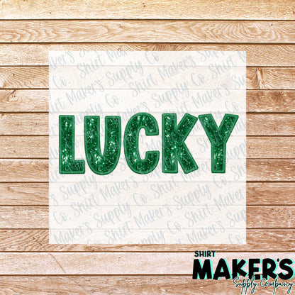 Lucky Faux Sequin Applique St. Patrick's Day DTF Transfer - or- Hat Patch, Acrylic, Magnet, or Keychain