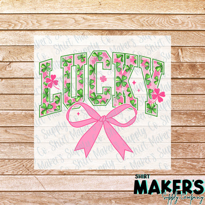 Lucky Bow St. Patrick's Day DTF Transfer - or- Hat Patch, Acrylic, Magnet, or Keychain