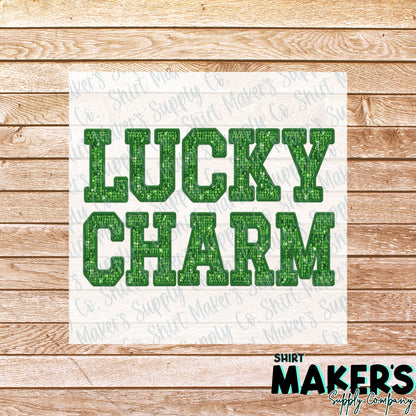Lucky Charm Faux Sequin Applique St. Patrick's Day DTF Transfer - or- Hat Patch, Acrylic, Magnet, or Keychain