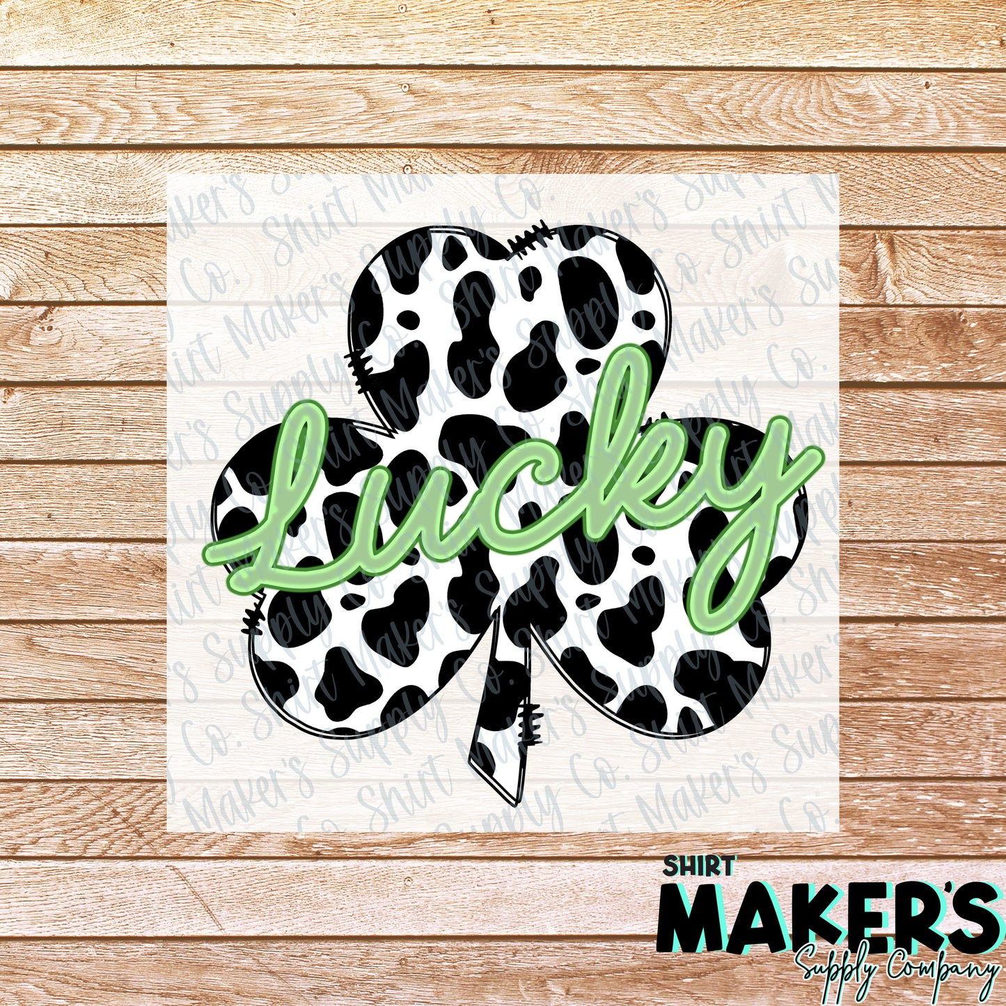 Lucky Cow Print Shamrock St. Patrick's Day DTF or Sublimation Transfer