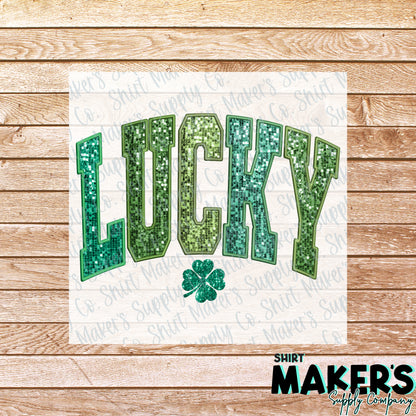 Lucky Sequin Applique St. Patrick's Day DTF Transfer - or- Hat Patch, Acrylic, Magnet, or Keychain