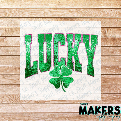 Lucky Sequin St. Patrick's Day DTF Transfer - or- Hat Patch, Acrylic, Magnet, or Keychain
