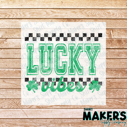 Lucky Vibes Checker St. Patrick's Day DTF Transfer - or- Hat Patch, Acrylic, Magnet, or Keychain