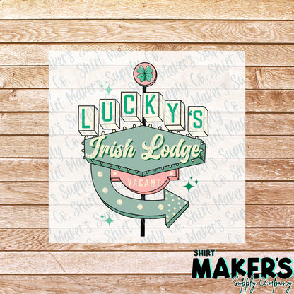 Lucky's Irish Lounge St. Patrick's Day DTF Transfer - or- Hat Patch, Acrylic, Magnet, or Keychain