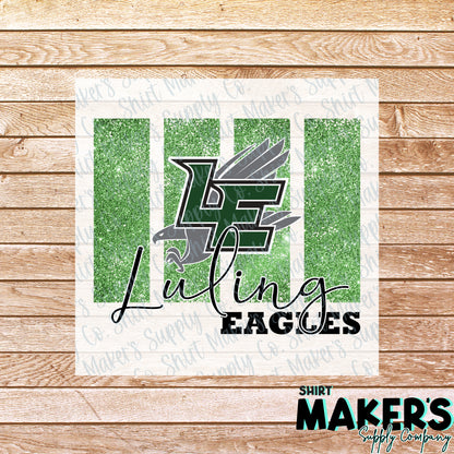 Luling Eagles Glitter Panel DTF Transfer - or- Hat Patch, Acrylic, Magnet, or Keychain