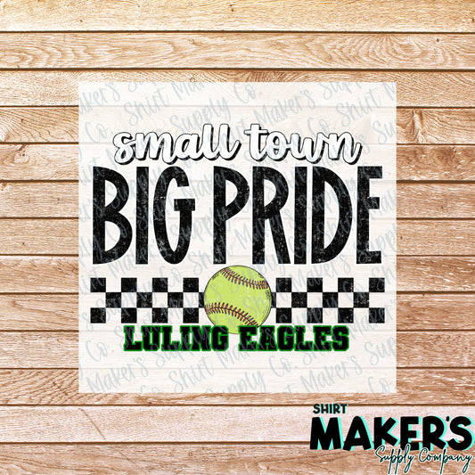 Luling Eagles Softball Small Town DTF or UV-DTF Transfer - or- Hat Patch, Acrylic, Magnet, or Keychain